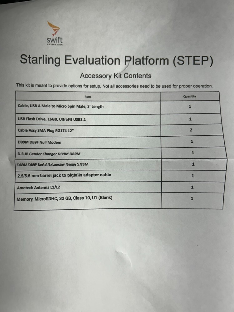 Swift Navigation STEP L1/L2 Accessory kit p/n 01072-01