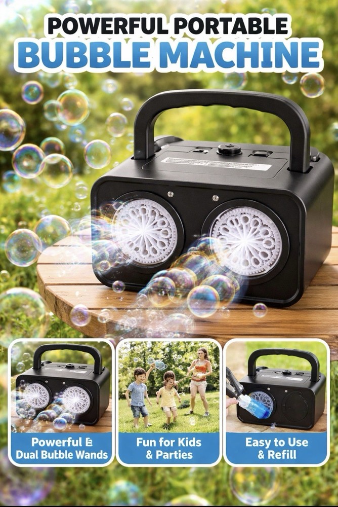 Automatic Bubble Machine Upgrade Bubble Blower with 2 Fans black