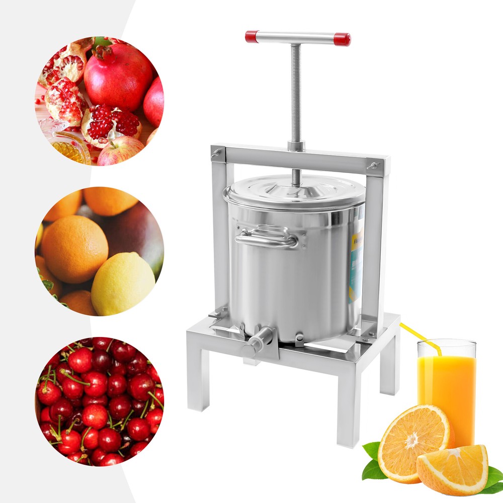 Manual Fruit Juicer, Grape Apple Juice Extractor 2.6gal/10L with Press Handle