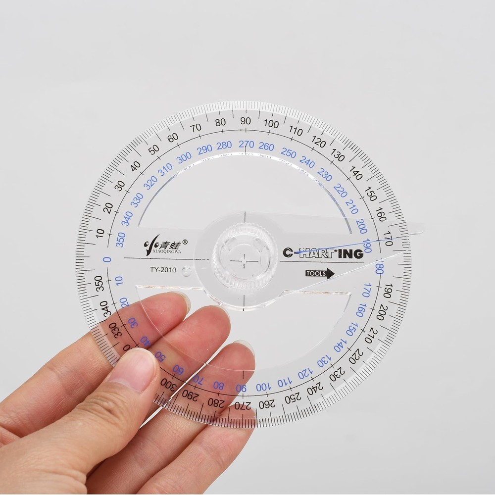 360° Protractor Set (20-Pack) – Clear Plastic Math Protractors for Geometry, ...