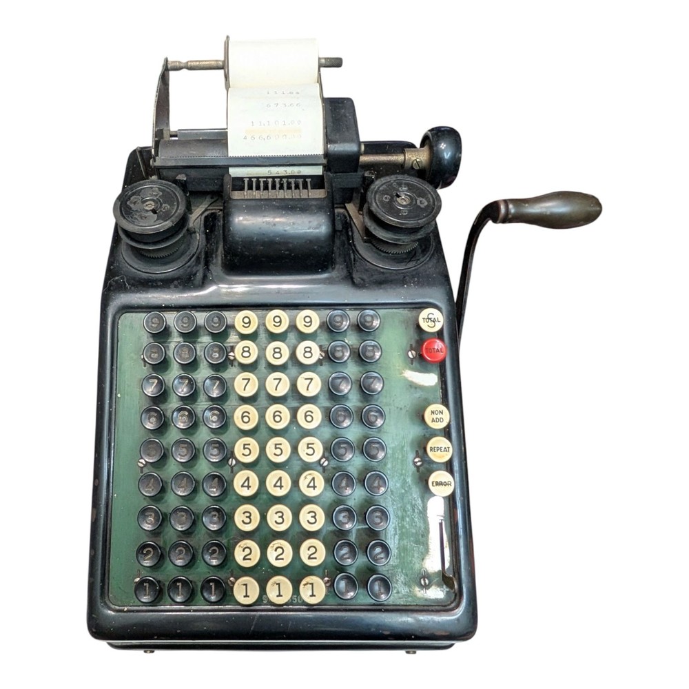 Vtg Burrough's Portable 8 Column Adding Machine Good Clean Working Condition