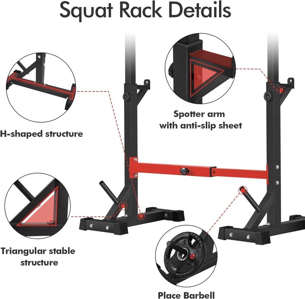 Multi-Functional Squat Rack with 550 lbs Capacity & Adjustable Height 50-57 in