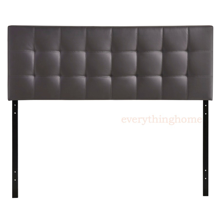 Modern King Vinyl Headboard Button Tufted Upholstered Brown, Black, White
