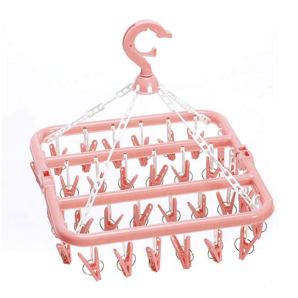 Foldable Clip Drip Hanger Plastic Drying Rack with 32 Clips for Underwear Socks