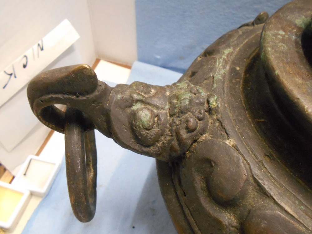 Chinese Large Cencer Cast Bronze with Gate mark bottom 12 Lbs.