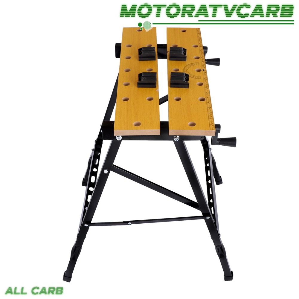 ALL-CARB 220lbs Adjustable Workbench Foldable with Measuring Ruler & Protractor