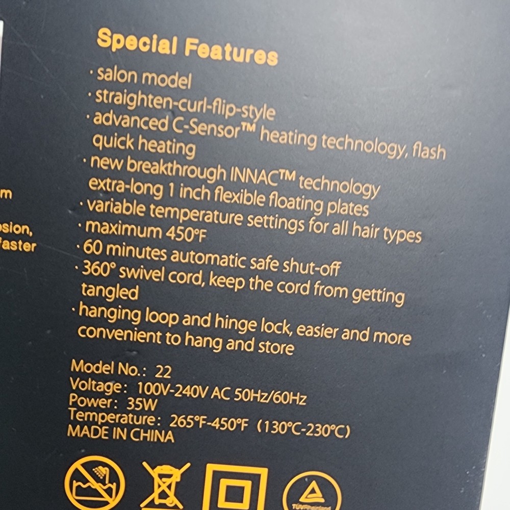 Nition Ceramic Platinum Styling IRON 1 in. Temperature Control 2 In 1 + Extras
