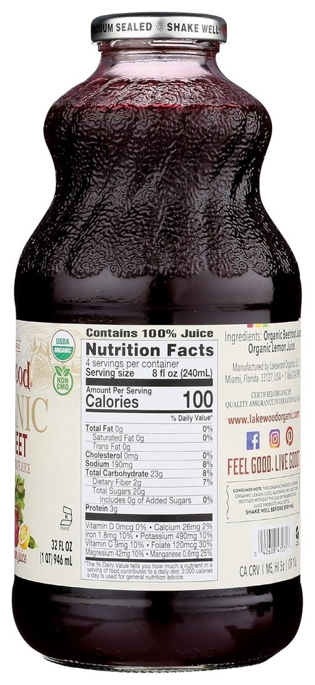 Organic Beet Juice 32 Fl Oz - Fresh Pressed, , Nutrient-Packed Refreshment