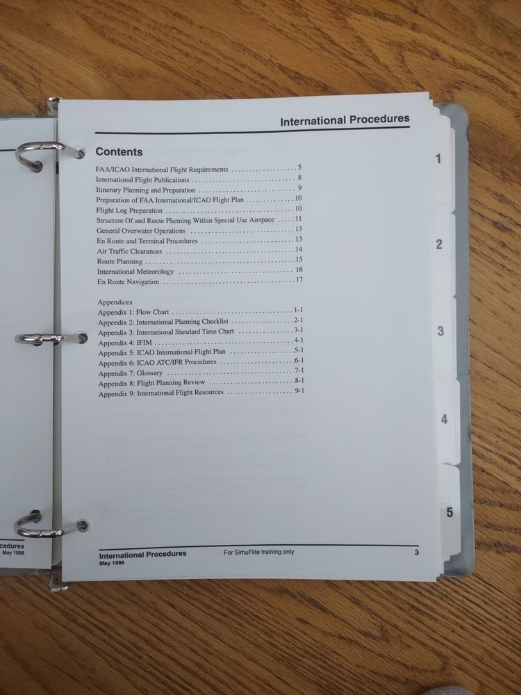 1998 Simuflite International Procedure Binder