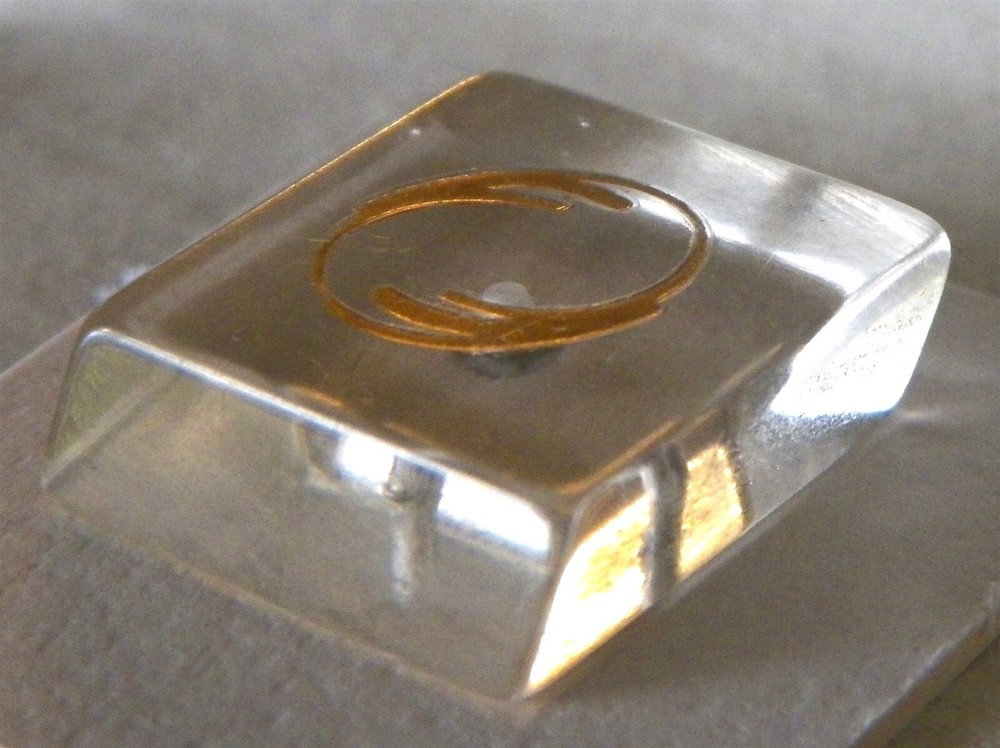 Bb Gilt LUCITE Vintage Polymer BUTTON  Square