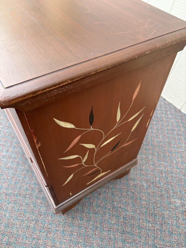 67230 Rustic Primitive Hamd Painted Blanket Storage Chest with Drawer