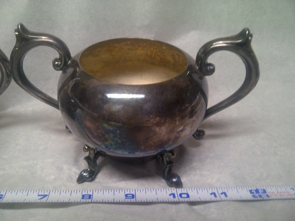Vintage Silver Over Cooper Creamer And Sugar Bowl
