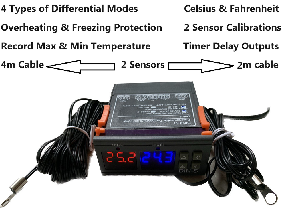 Temperature Controller Thermostat Water Heater Solar Panel Water Pump 2 Sensors