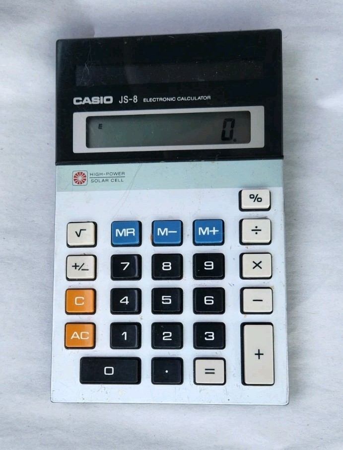 Vintage Casio JS-8 Solar Cell Electronic Calculator Tested Works
