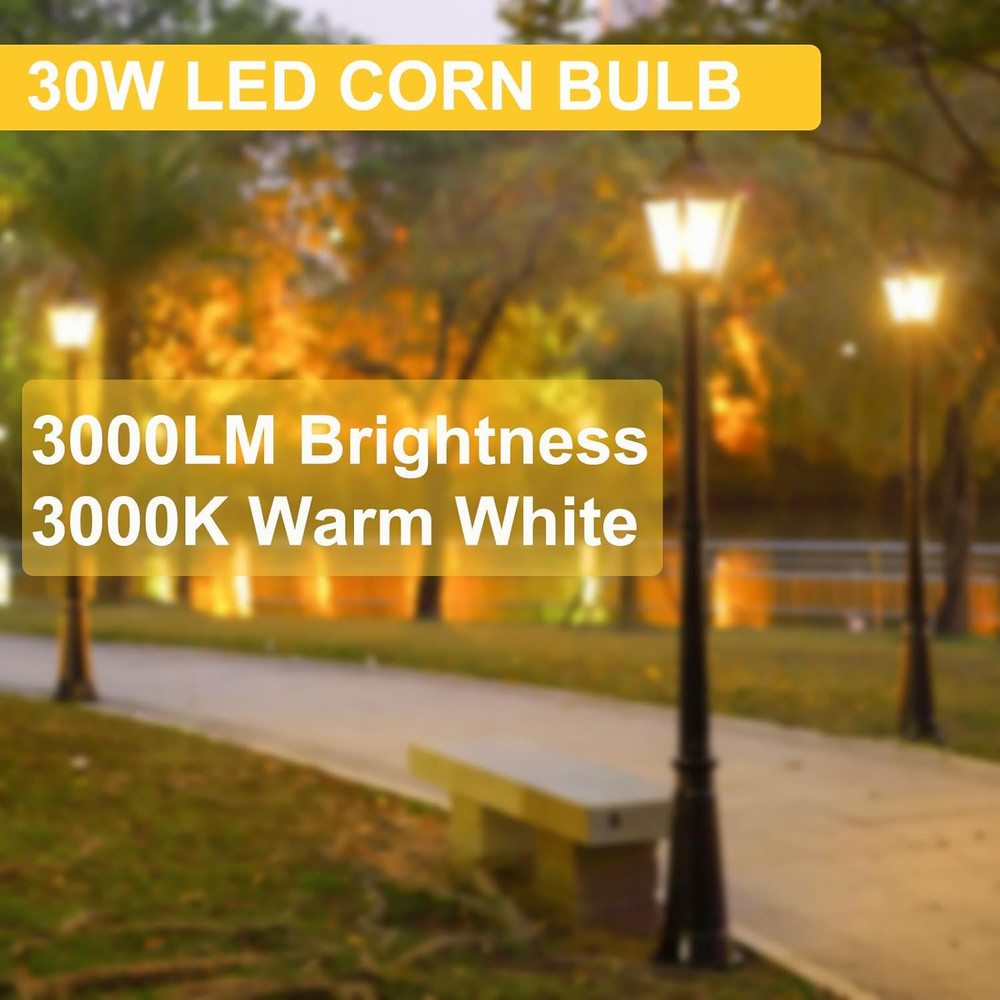 2 Pack 200W Equivalent Led Corn Light Bulb, 3000 Lumen 3000K Warm White 30W LED