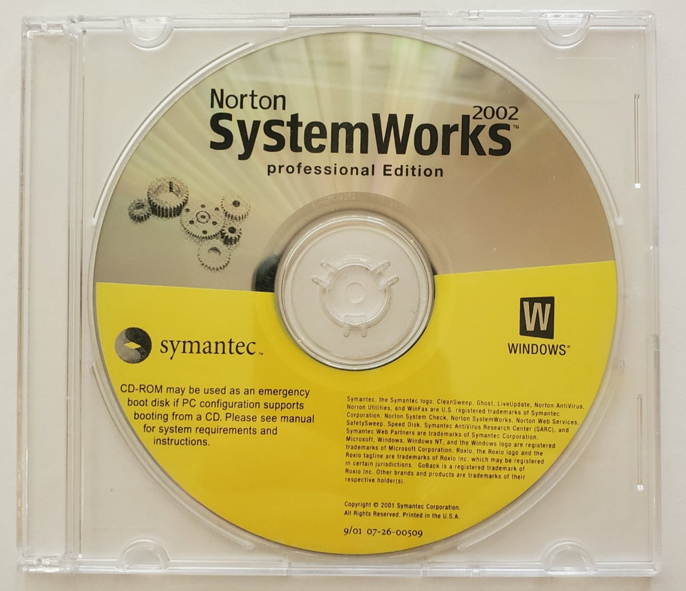 Norton: SystemWorks, (PC, CD-ROM, 2002) Professional Edition, See Description