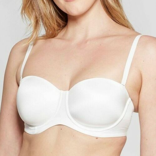 Auden Women's Lightly Lined Strapless Bra, Size 38DDD, Fresh White
