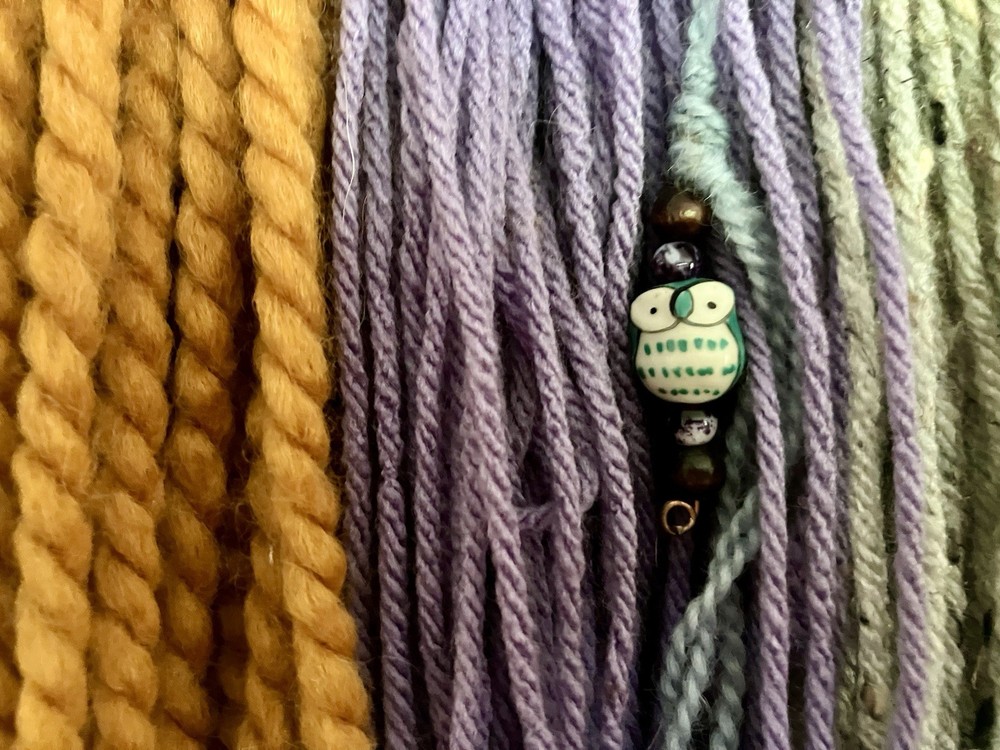 Yarn Wall Hanging With Owl Beads