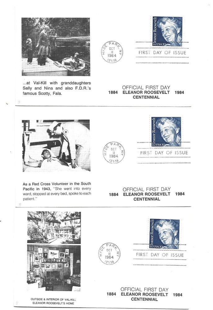 2105 Eleanor Roosevelt, seven different HJ FDCs