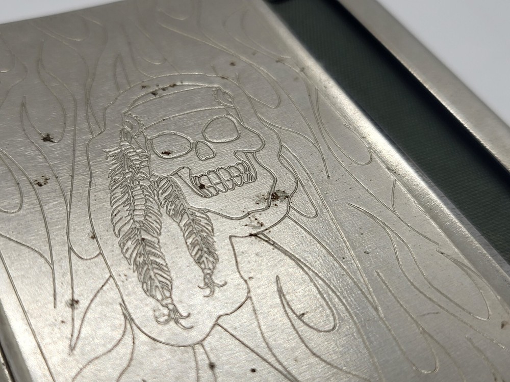 Automatic Cigarette Rolling Machine, Metal Box Cigarette Case PIRATE Skull