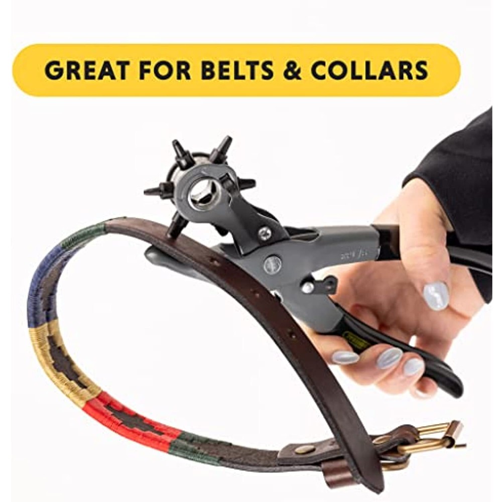 General Tools Leather Hole Punch Tool - 6 Multi-Hole Sizes for Leather, Rubber,