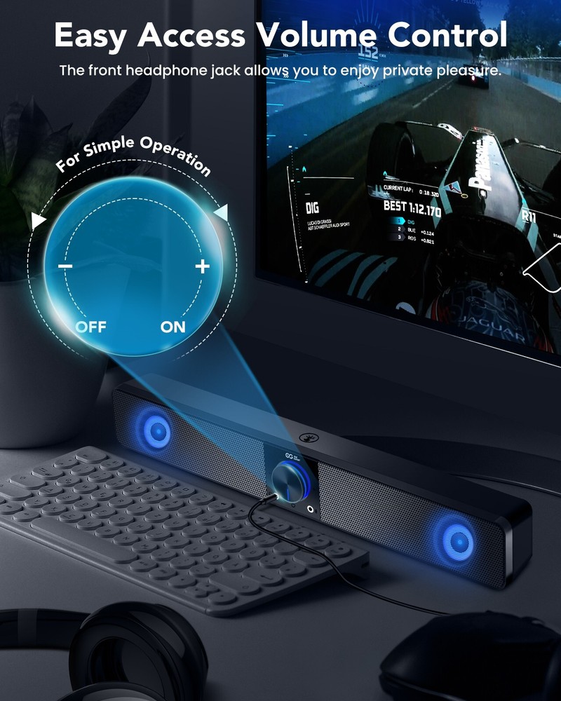 ELEGIANT USB Powered Mini Soundbar Wired Computer Speaker