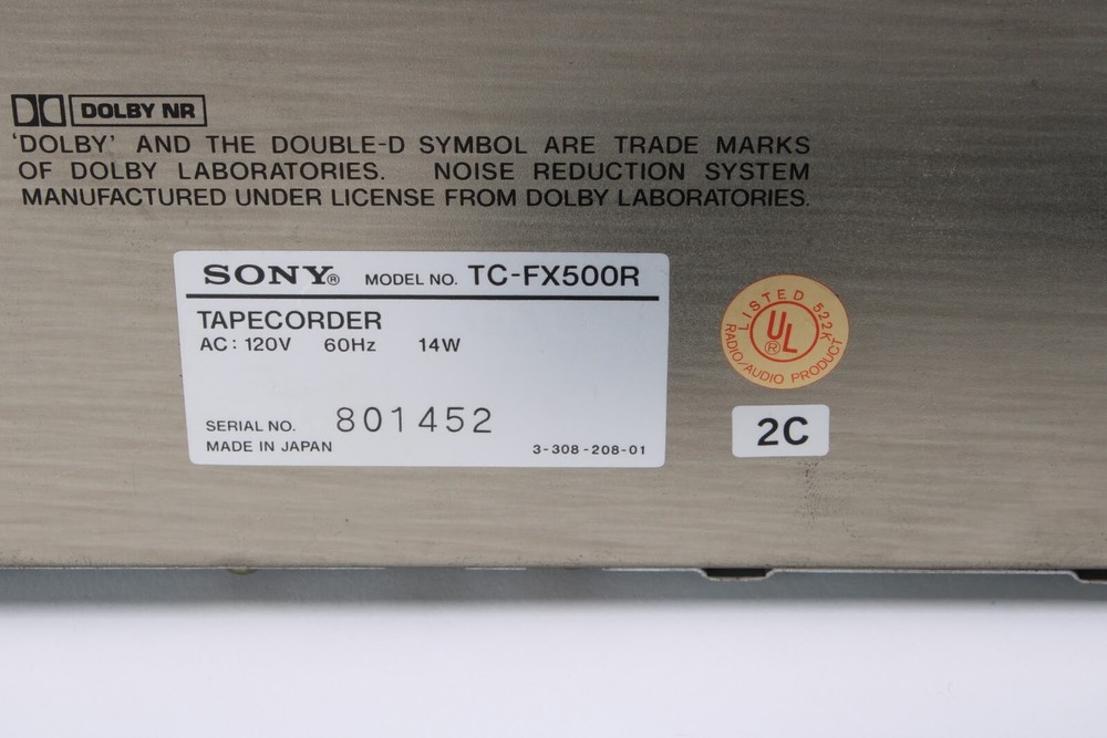 Sony TC-FX500R Stereo Cassette Deck Stereo Component - AS IS
