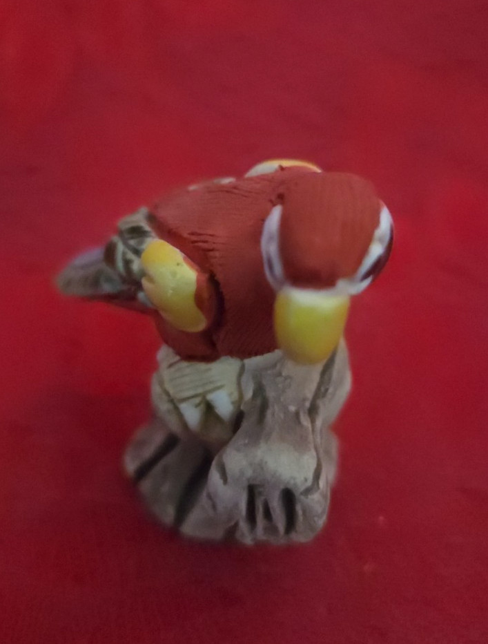 2 Cute Hand-Crafted Parrot Figurines Signed Impressed URPI