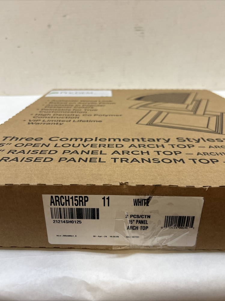 15 in. x 16 in. Polypropylene Raised Panel Arch Design in White Shutter 2 Pcs