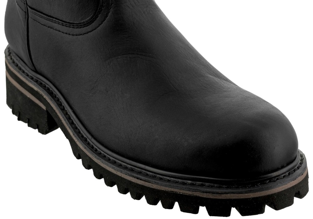 Mens Black Work Boots Real Leather Slip Resistant Traction Soft Toe Botas