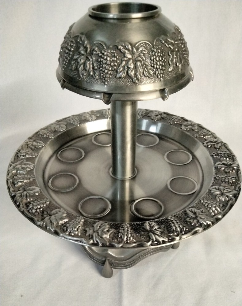 13" Tall Wine Fountain Complete With 8 Cups. Grape Design