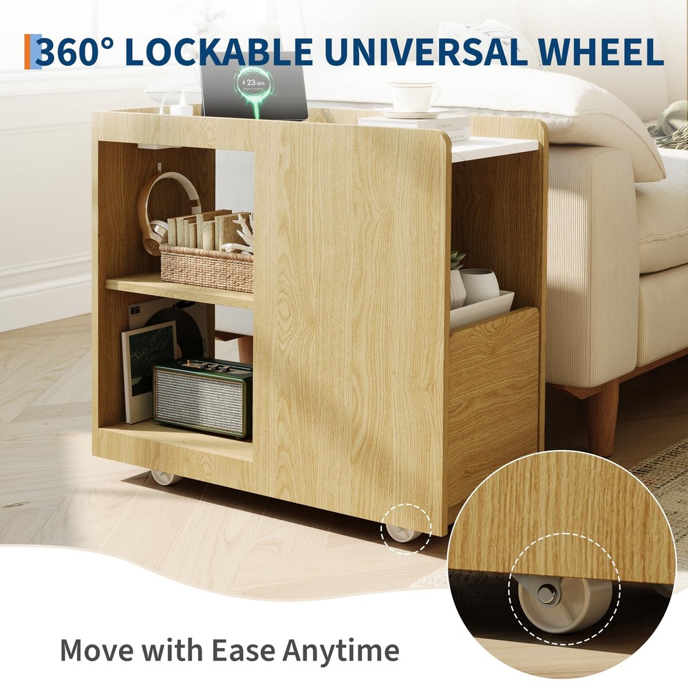 Side Table with Wheels