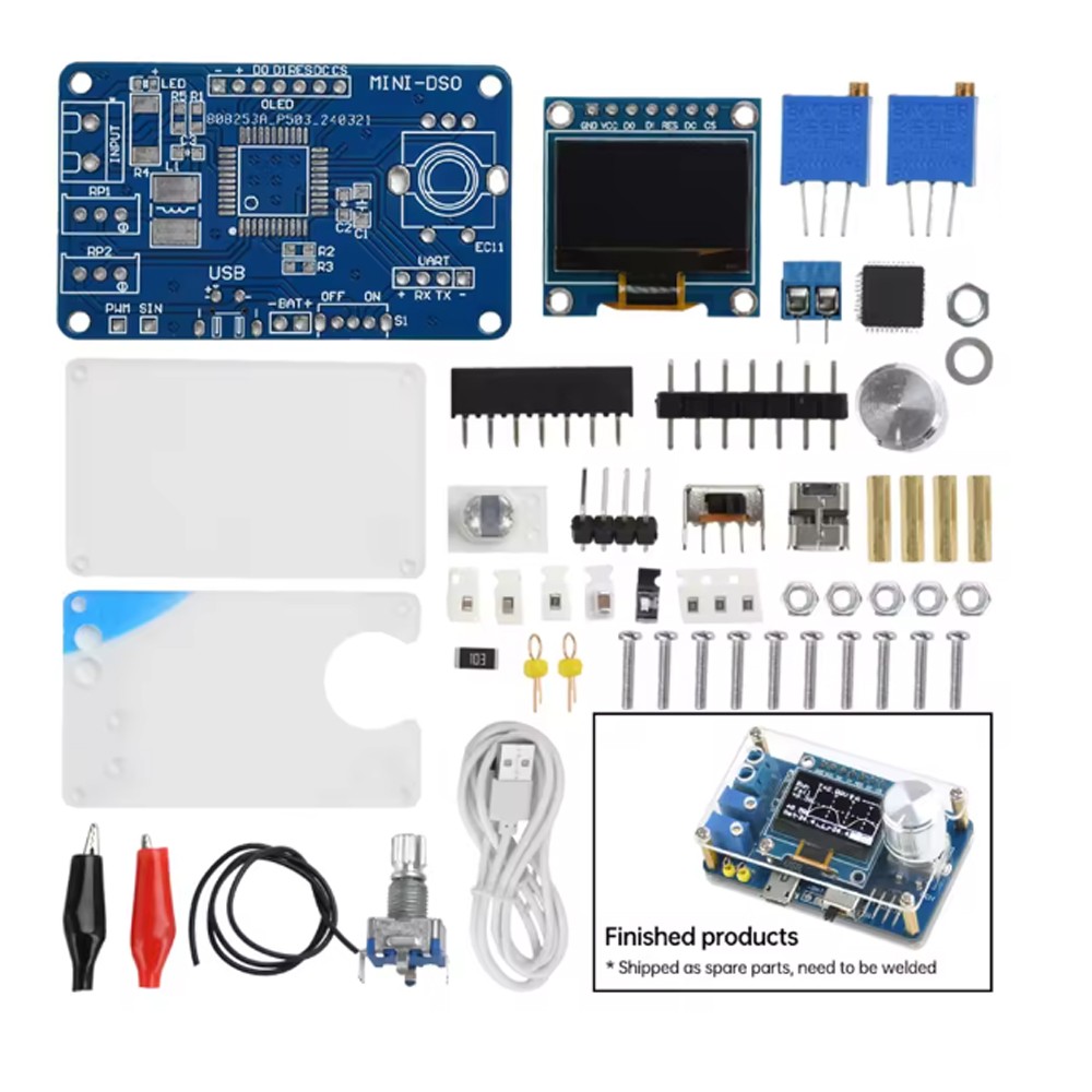 DIY Mini Digital Oscilloscope Electronic Kit Soldering Practice Project W/ Case