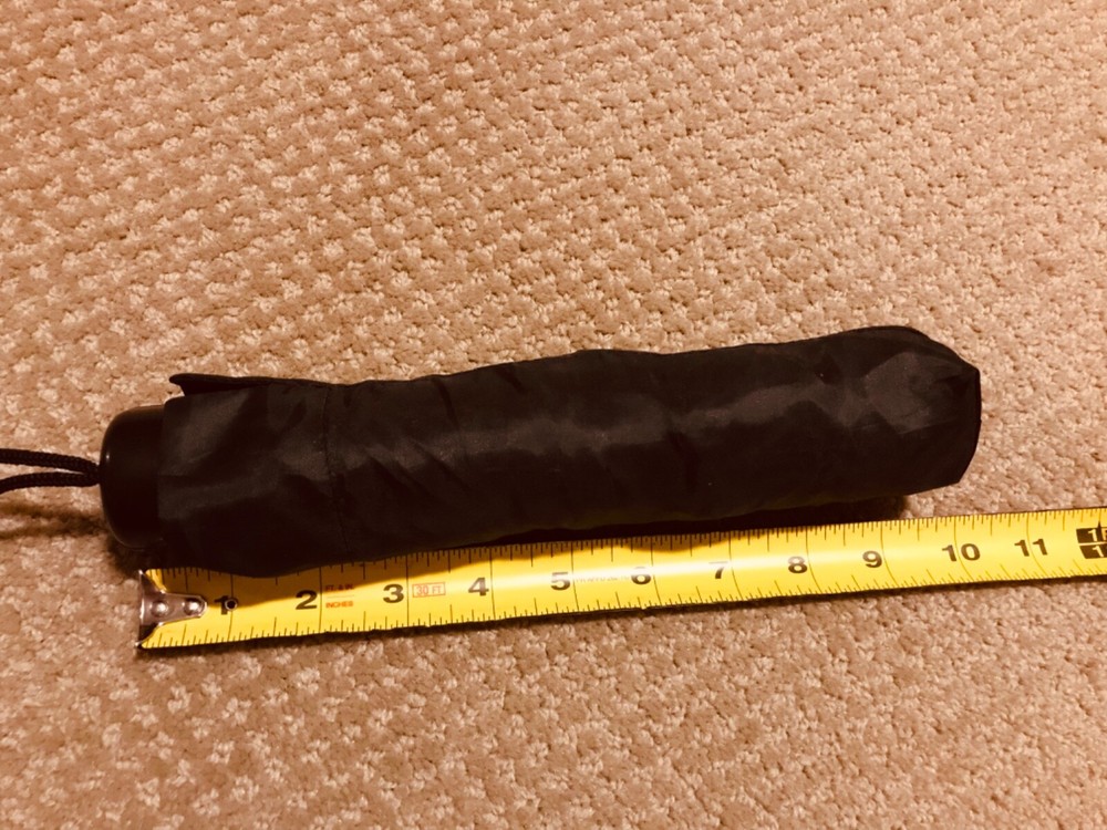 black polyester compact travel umbrella with cover, new