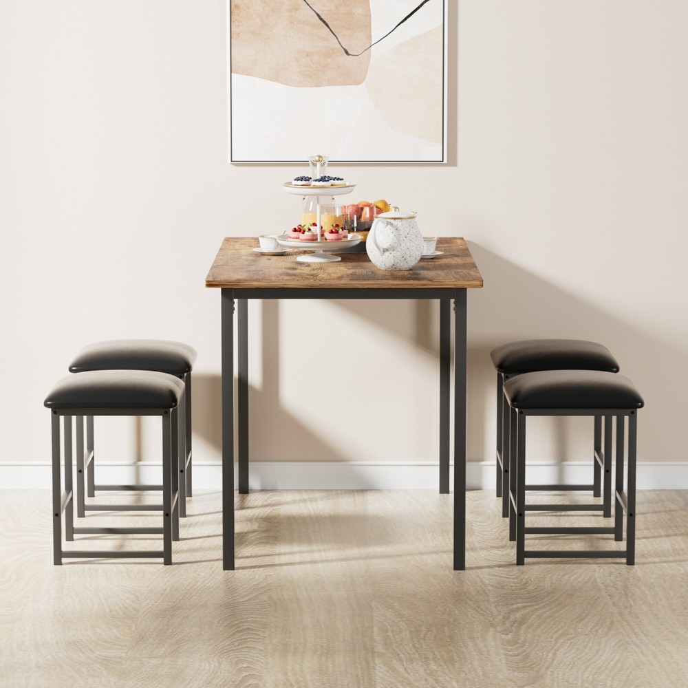 Dining Table Set for 4 Small Space Kitchen Breakfast Table Chairs Set, 4 Stools