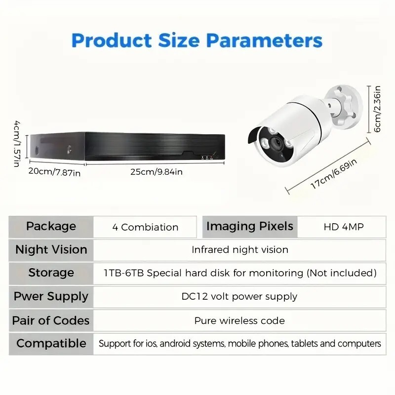 Sansco 4CH 4MP DVR 1920P HD CCTV Security Camera System Infrared Night Vision