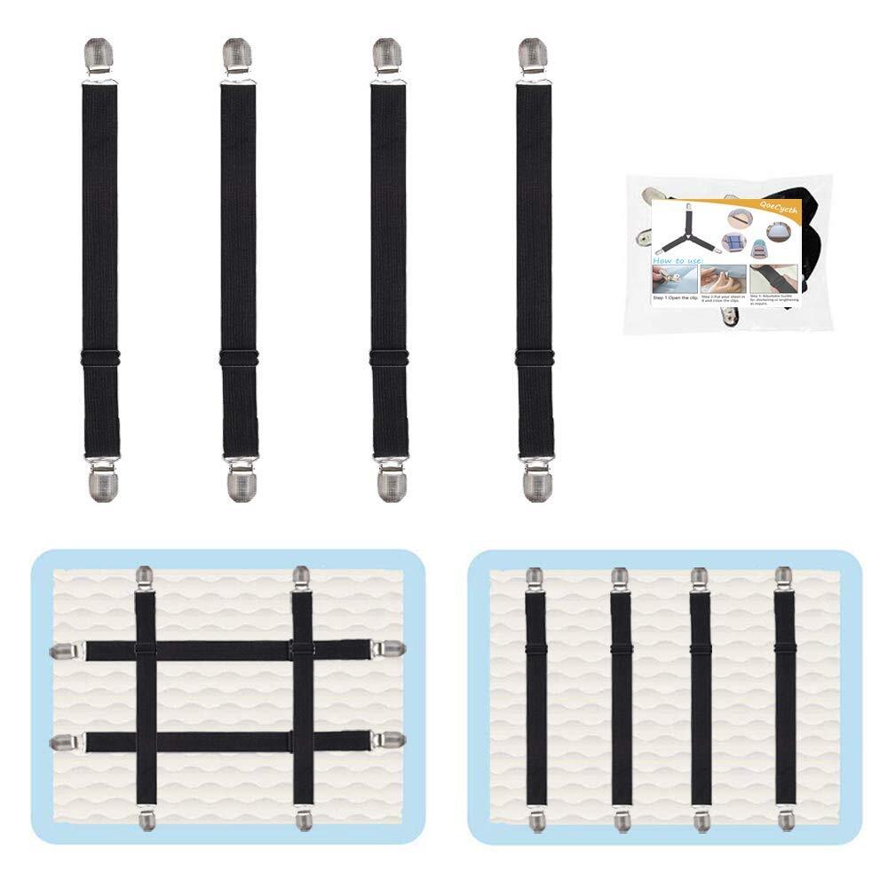 4pcs Adjustable Bed Sheet Straps Clips Elastic Mattress Sheet Fasteners Holder A