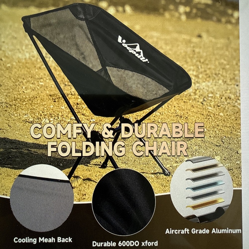 Camping Chair, Lightweight Folding Backpacking Chairs - Single Pack Black