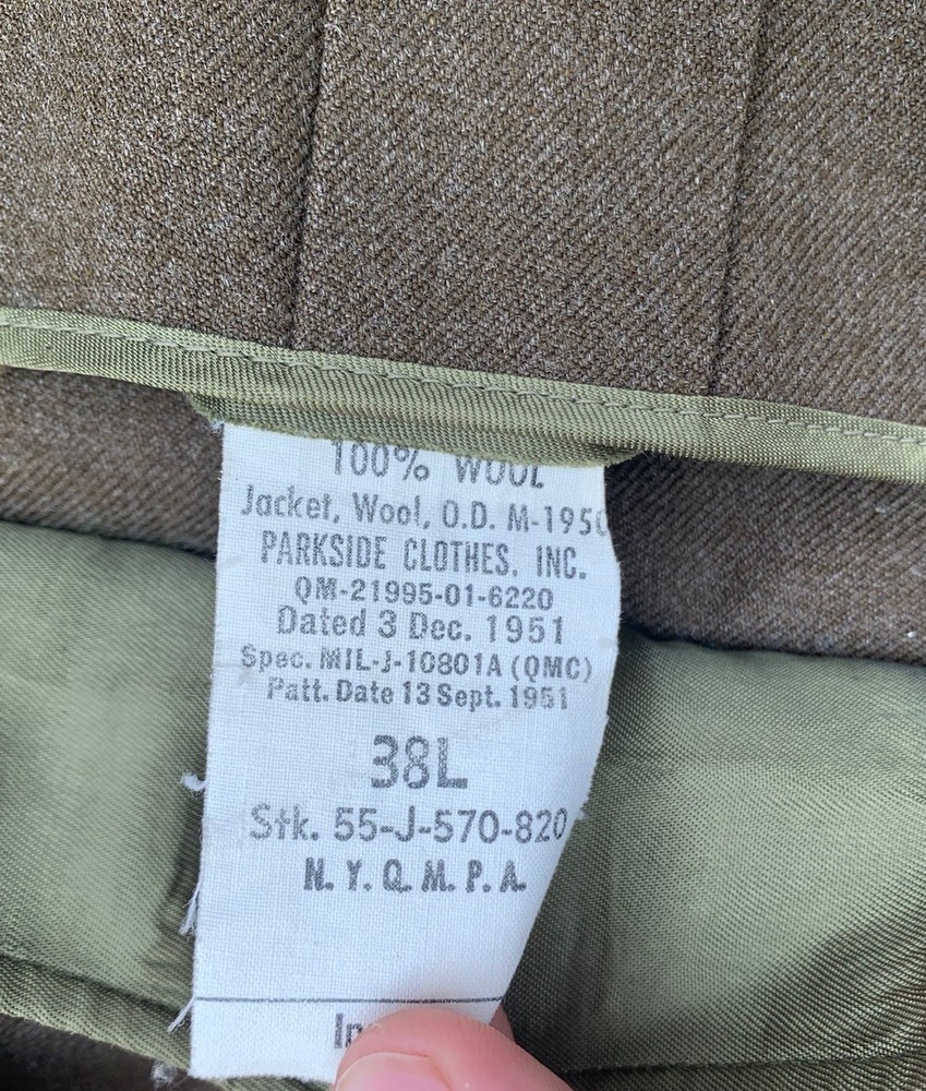 Original US Army M1950 Wool Uniform Jacket Size 38L