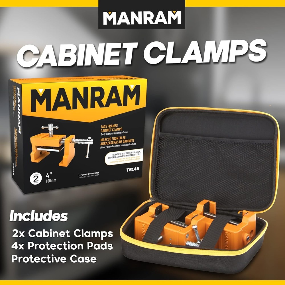 Premium Cabinet Clamps 2Pack with Protective Case, Solid Cast Steel Construction