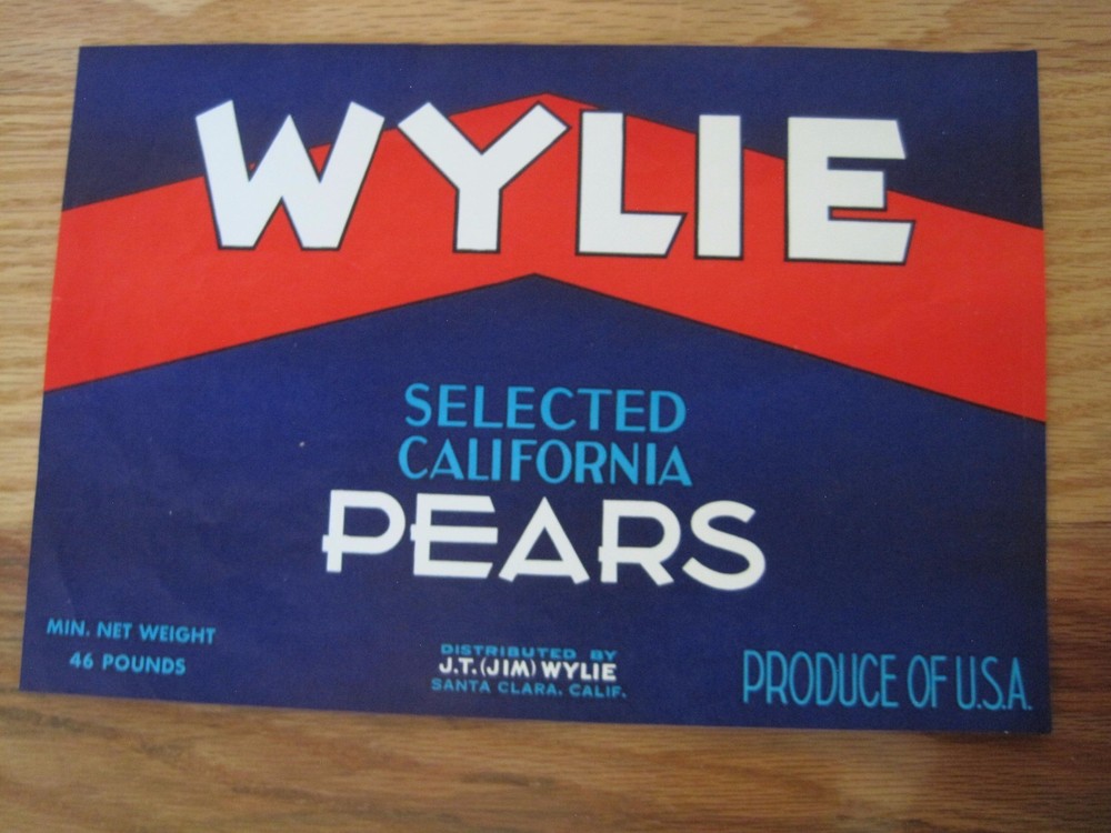 Wylie Pears Fruit Label--California