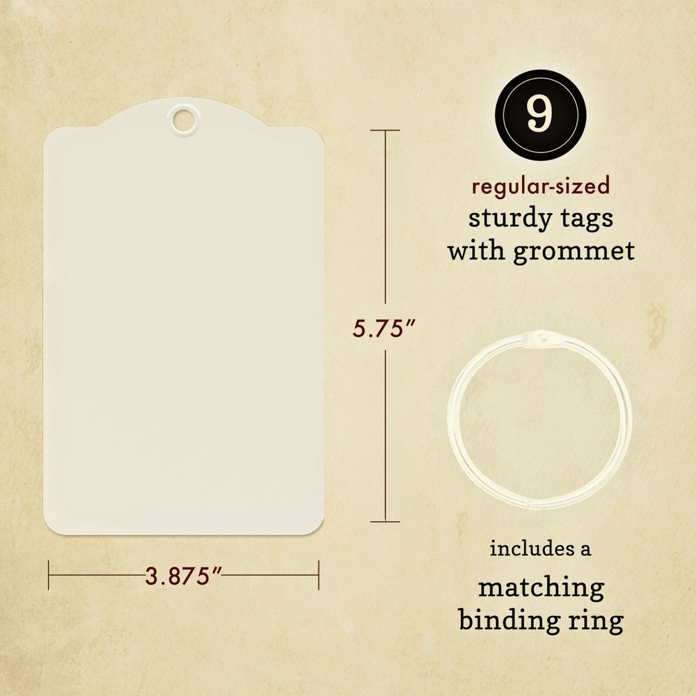 Graphic45 IVORY REGULAR TAG ALBUM (9) TAGS & BINDING RING scrapbooking
