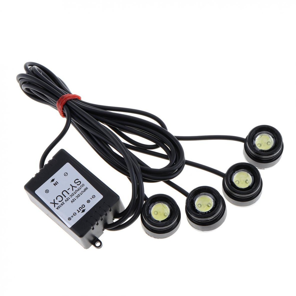 4 in1 White LED Car SUV Eagle Eye Strobe Flash Warning Grille Light with Remote