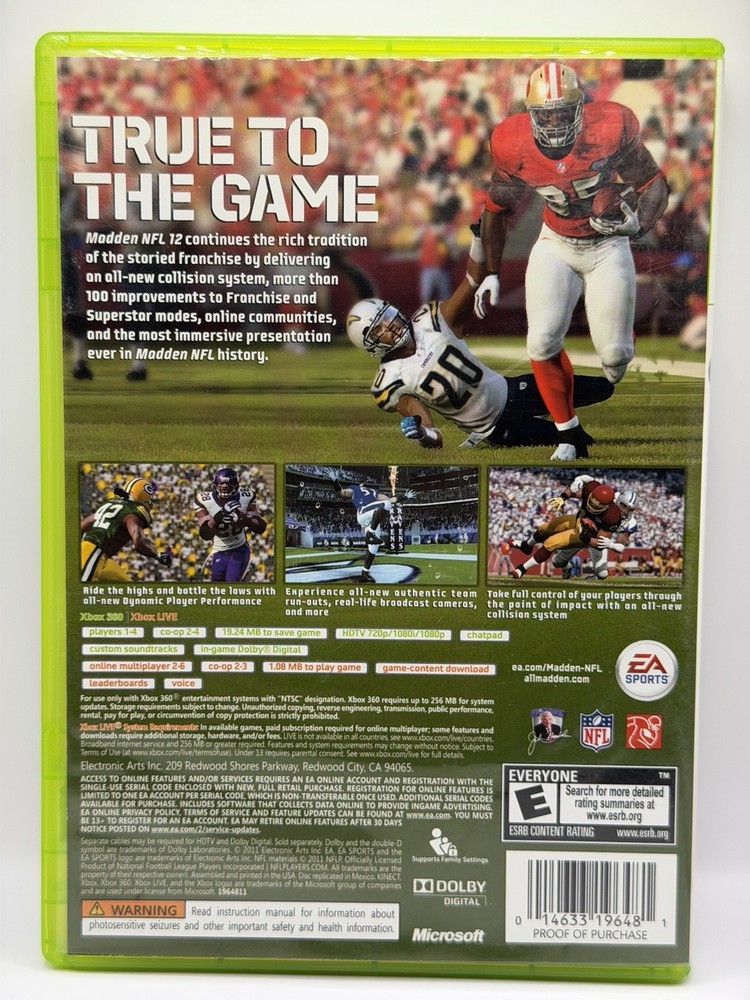 Madden NFL 12 Microsoft Xbox 360, 2011
