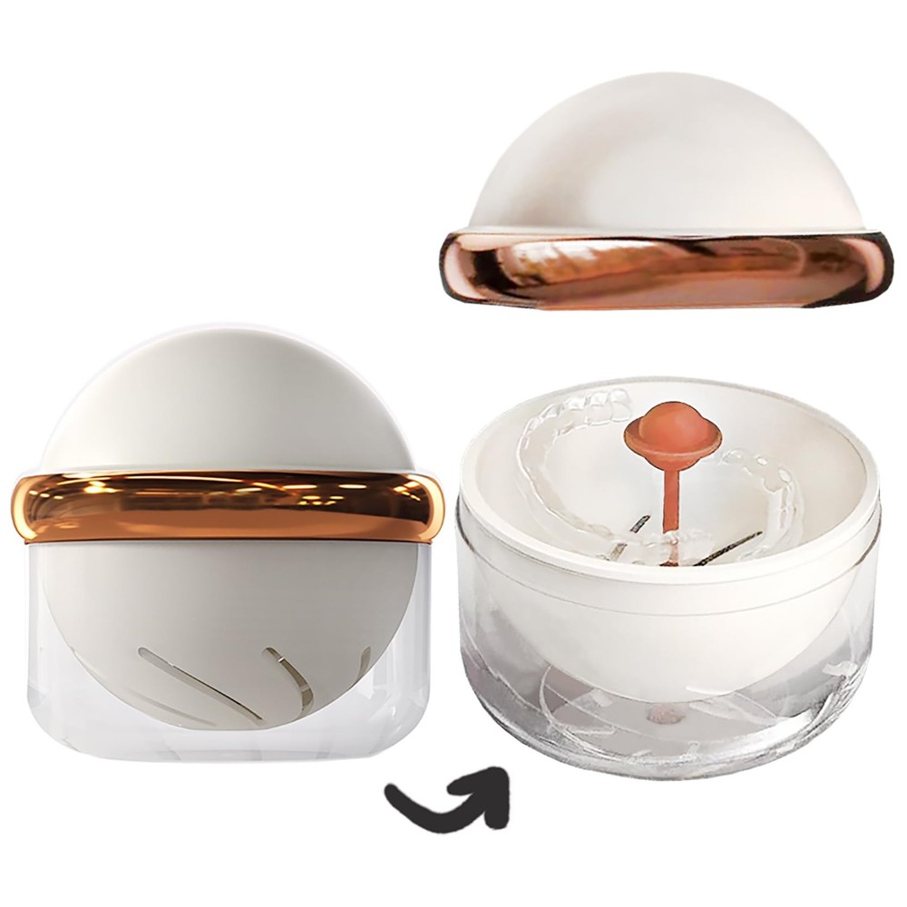AARAINBOW Retainer Cleaner Case, Clear Denture Large A White
