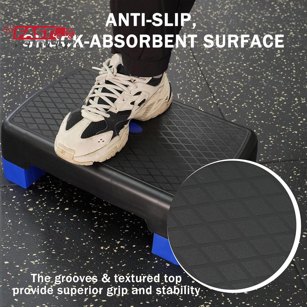 Fitvids Aerobic Step Platform Trainer with Adjustable 2-Level Risers, 400 Pound