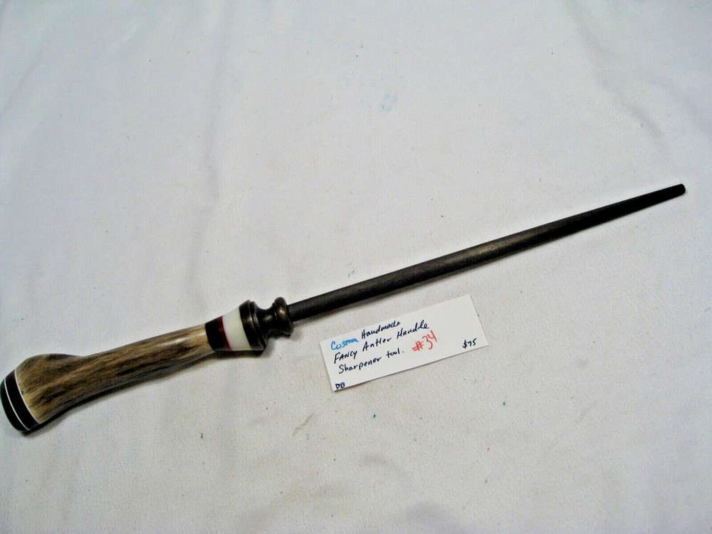 Custom Handmade Fancy Antler Handle Sharpener Tool.  #34