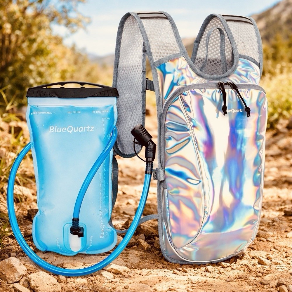 BlueQuartz Hydration Backpack with 2L Bladder Iridescent Silver Lightweight