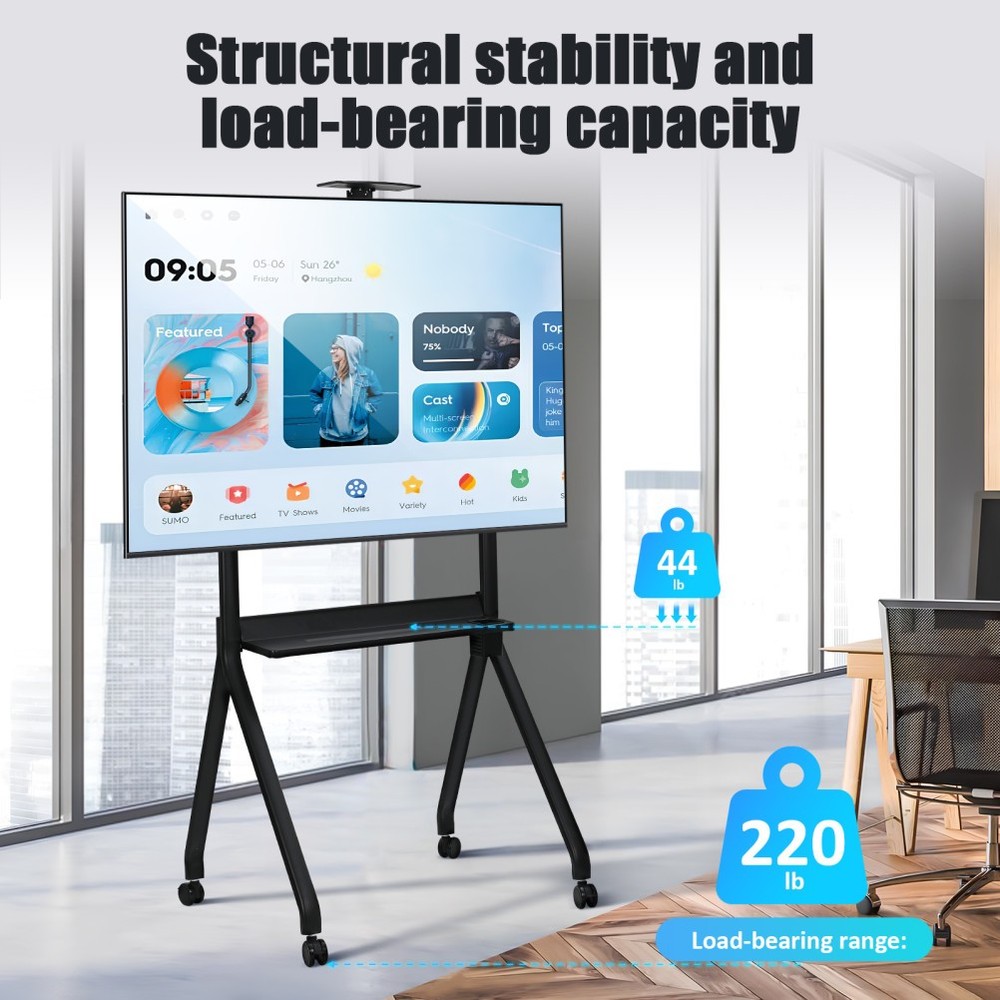 Mobile Cart for Interactive Display 42-86" Universal Rolling Stand Adjust Height