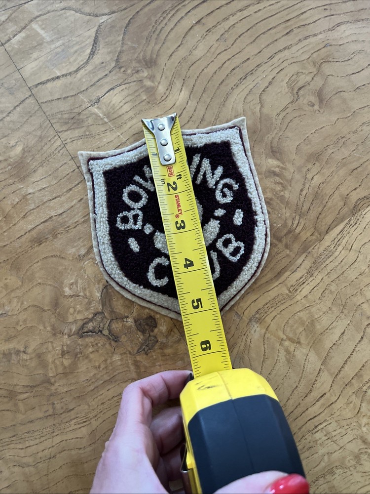 Vintage Chenille Maroon Cream Bowling Patch